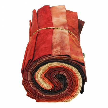 1895s Batiks Red Ruby Lipstick fat quarter bundle - 12pcs by Hoffman Fabrics