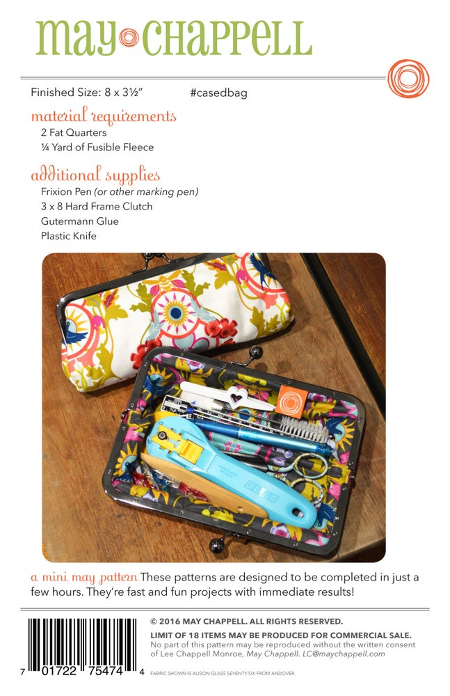 Cased bag pattern by May Chappell – The Quilter's Bazaar