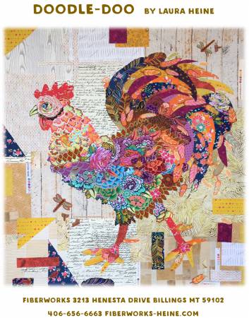 Doodle Doo Rooster Collage quilt pattern by Laura Heine